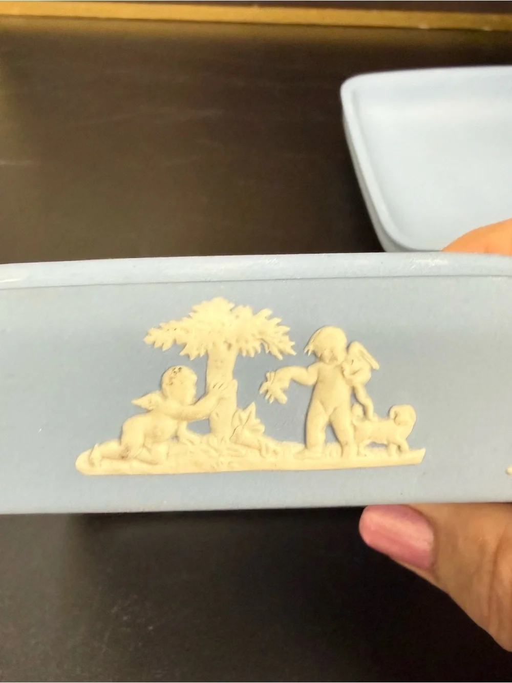 Vintage Wedgwood Jasperware Jewelry Box with Lid 1970s